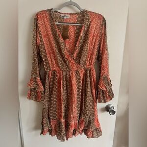 Floating Lotus Boho Mini Cotton Dress NWT size medium